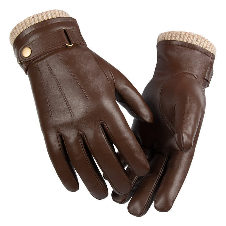 Guantes de piel de oveja de terciopelo grueso de invierno de moda