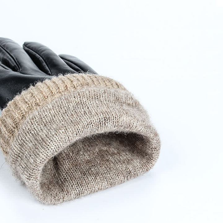 Guantes de piel de oveja de terciopelo grueso de invierno de moda