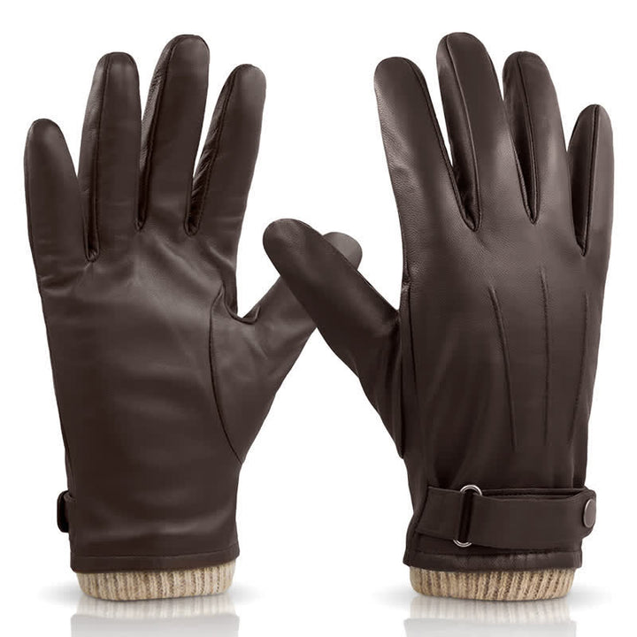 Guantes de piel de oveja de terciopelo grueso de invierno de moda