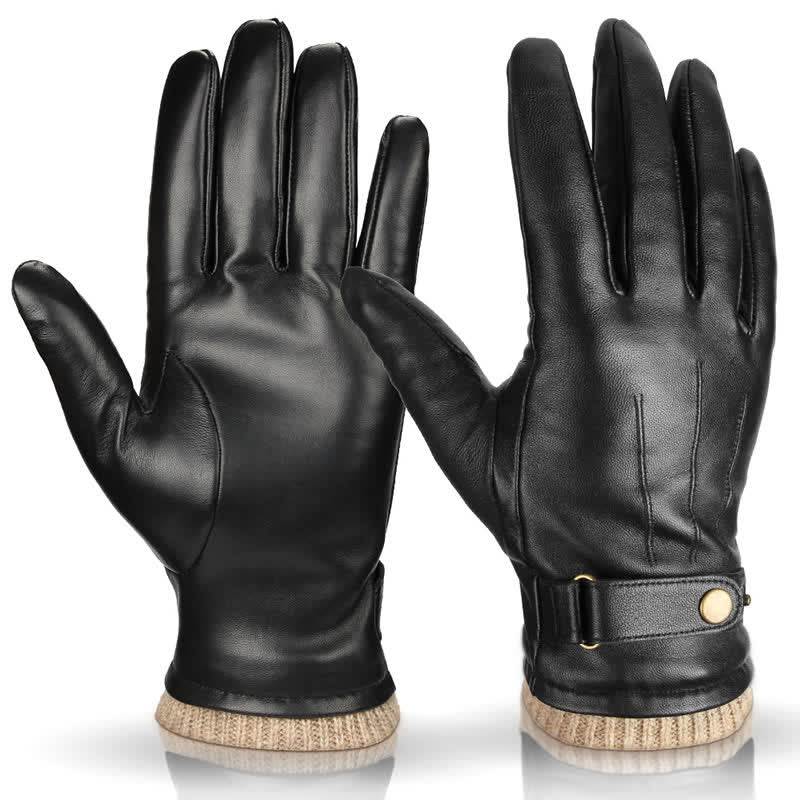 Guantes de piel de oveja de terciopelo grueso de invierno de moda