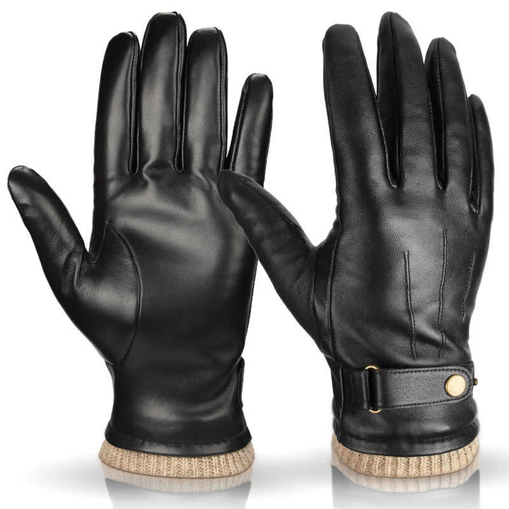 Guantes de piel de oveja de terciopelo grueso de invierno de moda