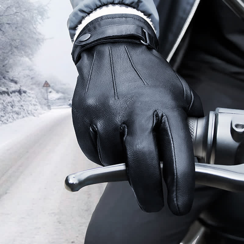 Guantes de piel de oveja de terciopelo grueso de invierno de moda
