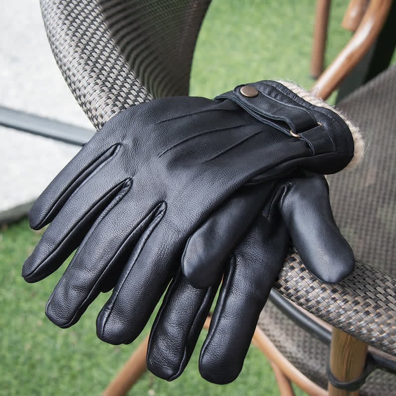 Guantes de piel de oveja de terciopelo grueso de invierno de moda