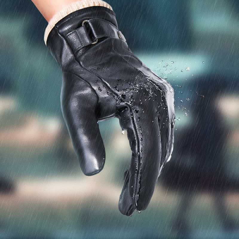 Guantes de piel de oveja de terciopelo grueso de invierno de moda