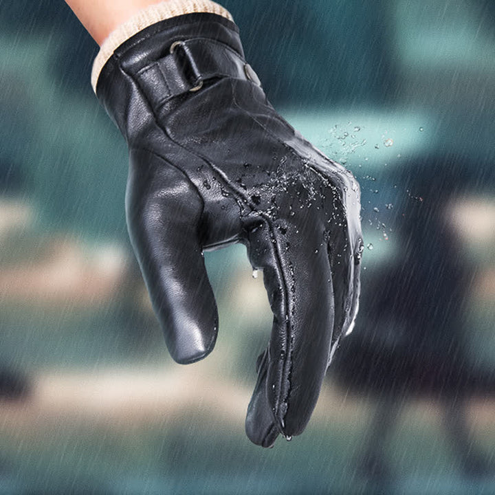 Guantes de piel de oveja de terciopelo grueso de invierno de moda