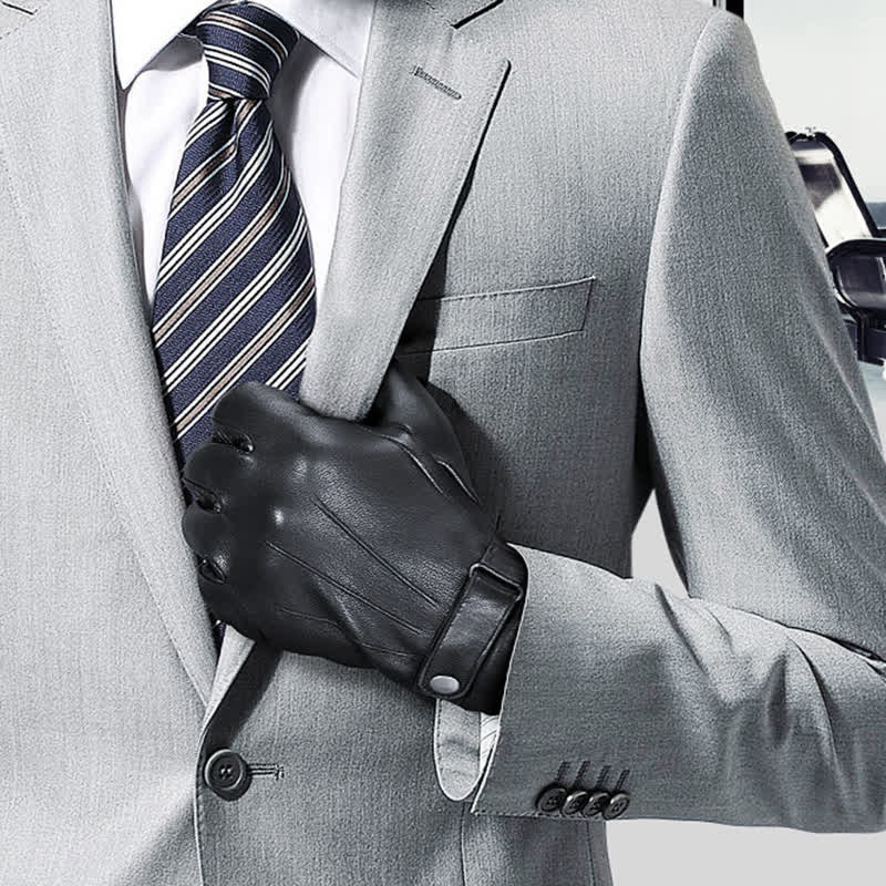 Guantes de piel de oveja de terciopelo grueso de invierno de moda
