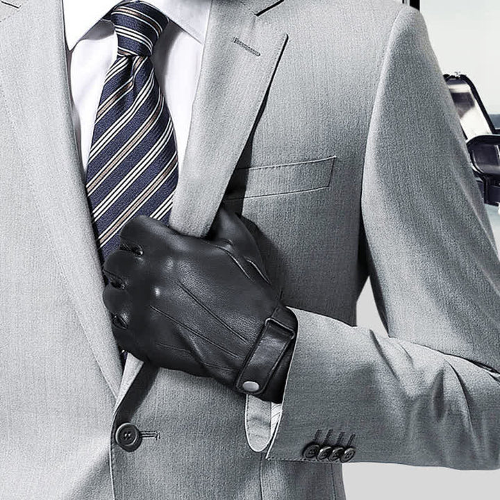 Guantes de piel de oveja de terciopelo grueso de invierno de moda
