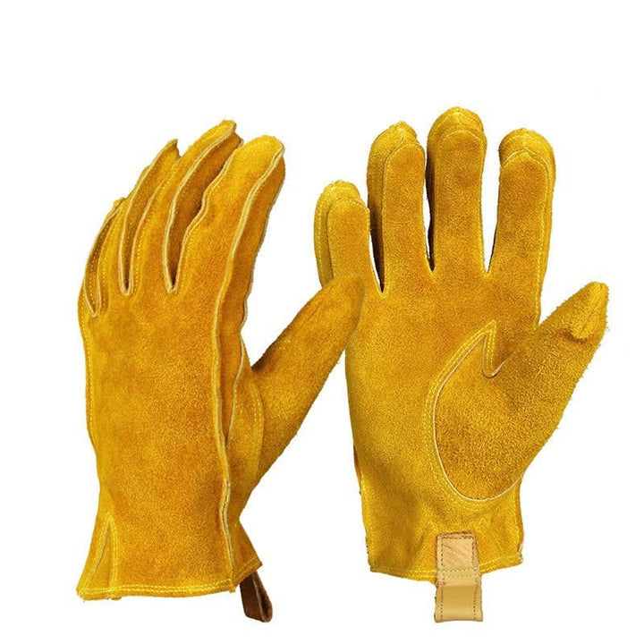 Guantes de trabajo con aislamiento para jardín de piel de vaca amarilla