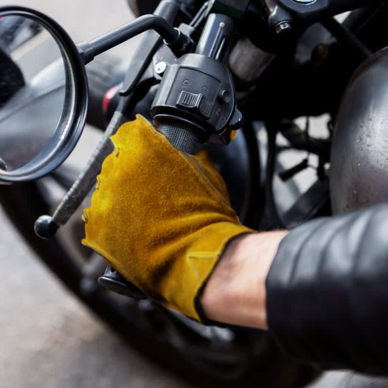 Guantes de trabajo con aislamiento para jardín de piel de vaca amarilla