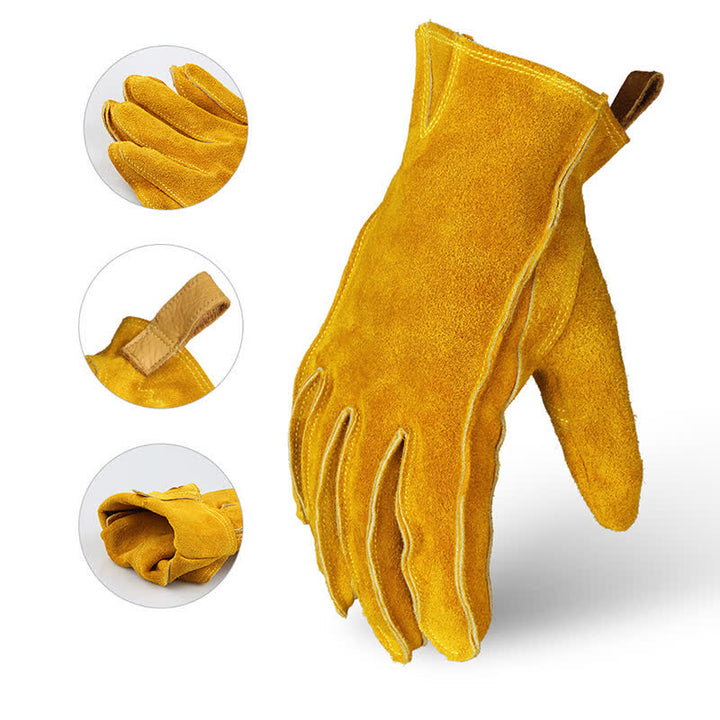 Guantes de trabajo con aislamiento para jardín de piel de vaca amarilla