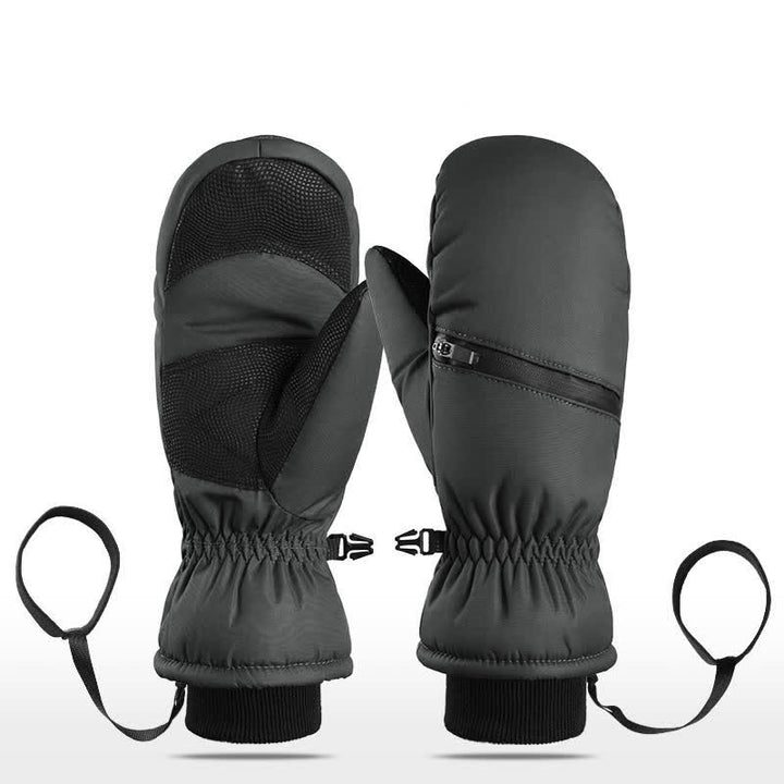 Guantes de esquí para deportes de invierno con bolsillo acolchado y cremallera.