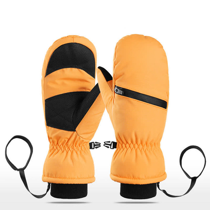 Guantes de esquí para deportes de invierno con bolsillo acolchado y cremallera.