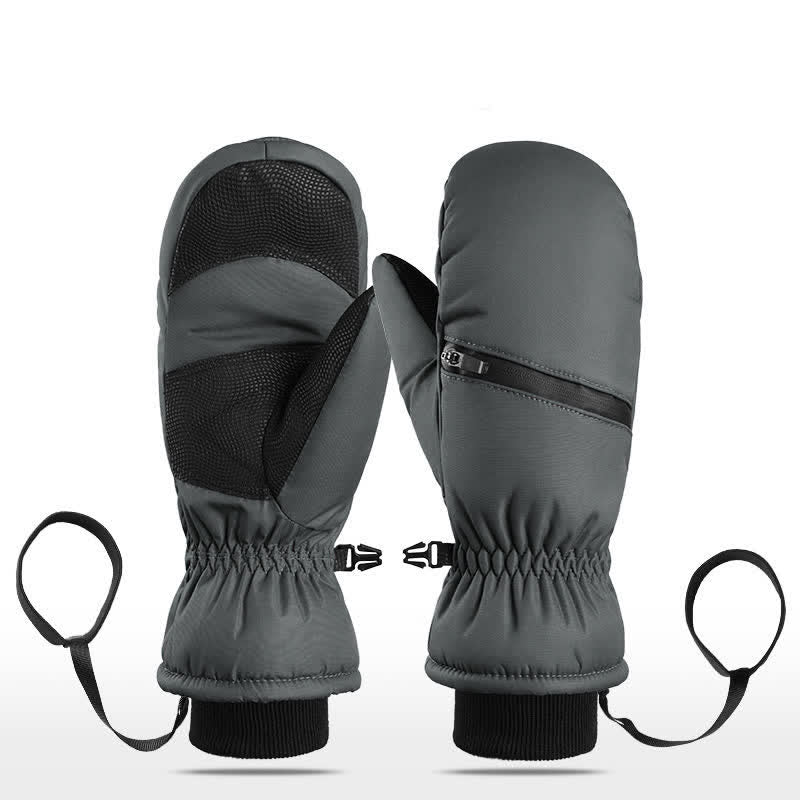 Guantes de esquí para deportes de invierno con bolsillo acolchado y cremallera.