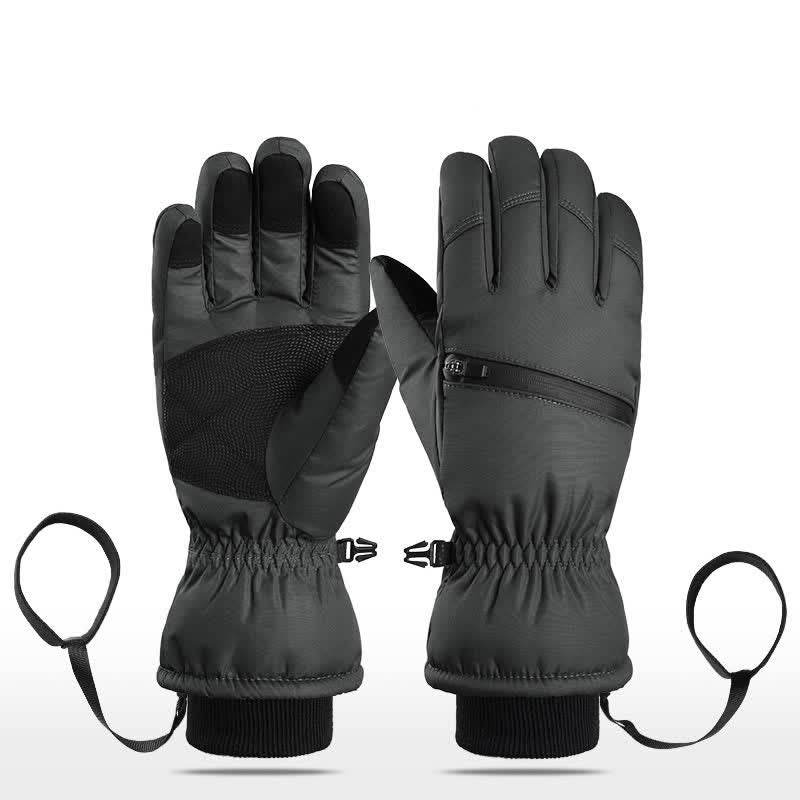 Guantes de esquí para deportes de invierno con bolsillo acolchado y cremallera.