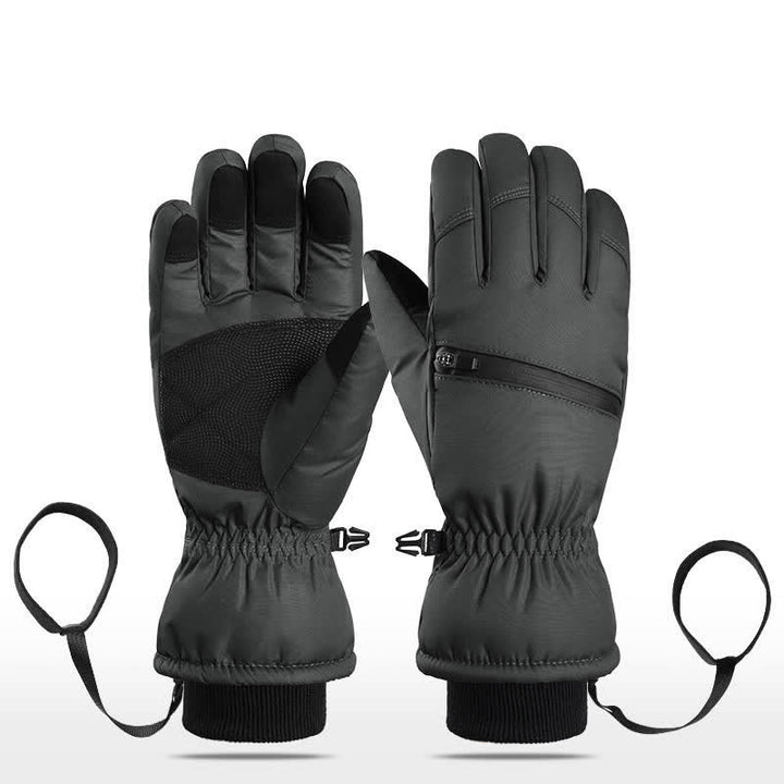 Guantes de esquí para deportes de invierno con bolsillo acolchado y cremallera.