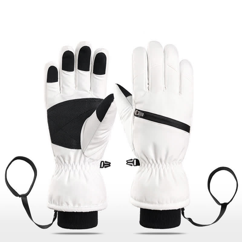 Guantes de esquí para deportes de invierno con bolsillo acolchado y cremallera.