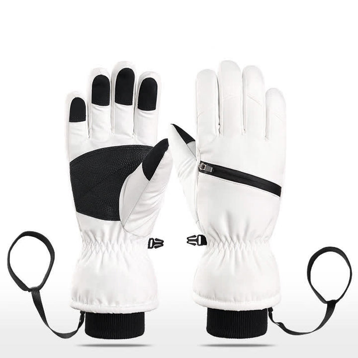Guantes de esquí para deportes de invierno con bolsillo acolchado y cremallera.