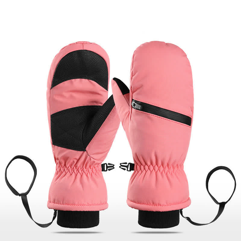 Guantes de esquí para deportes de invierno con bolsillo acolchado y cremallera.