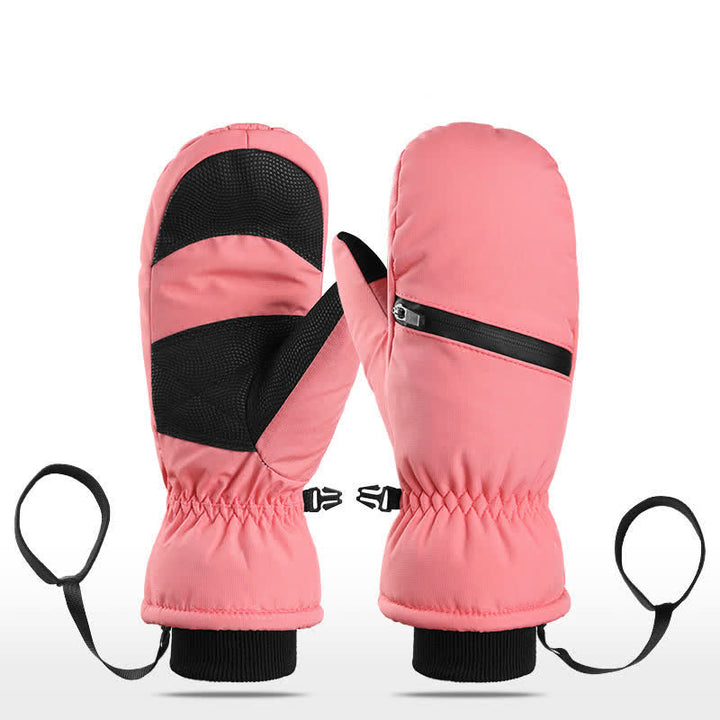 Guantes de esquí para deportes de invierno con bolsillo acolchado y cremallera.