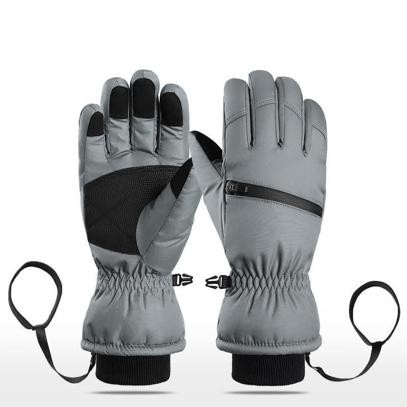 Guantes de esquí para deportes de invierno con bolsillo acolchado y cremallera.