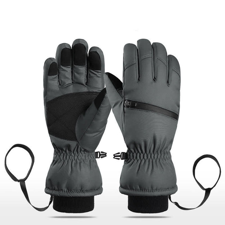 Guantes de esquí para deportes de invierno con bolsillo acolchado y cremallera.