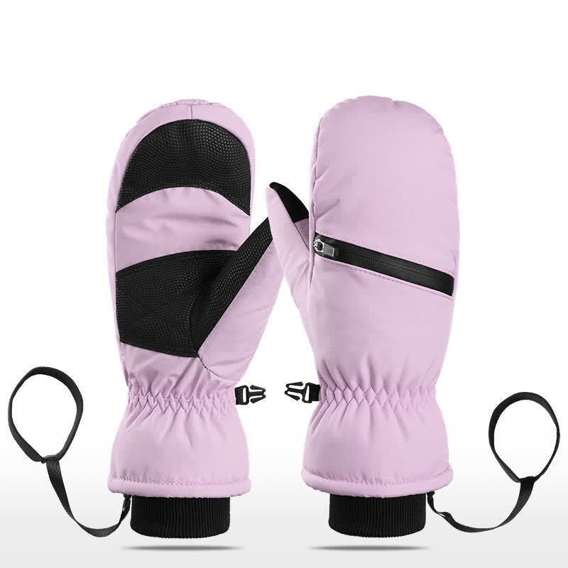 Guantes de esquí para deportes de invierno con bolsillo acolchado y cremallera.