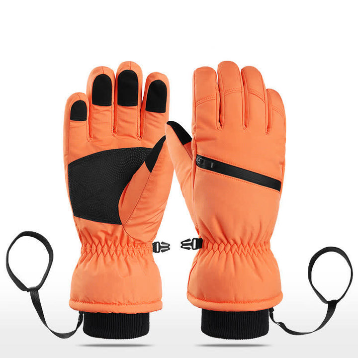 Guantes de esquí para deportes de invierno con bolsillo acolchado y cremallera.