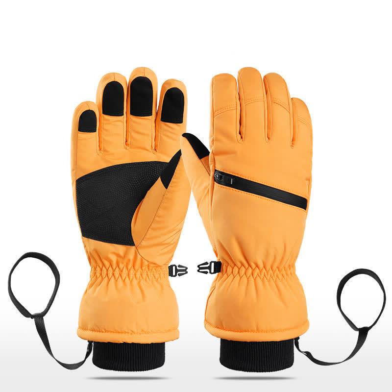 Guantes de esquí para deportes de invierno con bolsillo acolchado y cremallera.