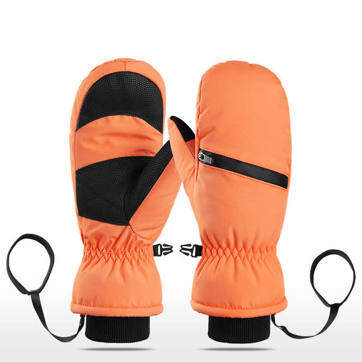 Guantes de esquí para deportes de invierno con bolsillo acolchado y cremallera.