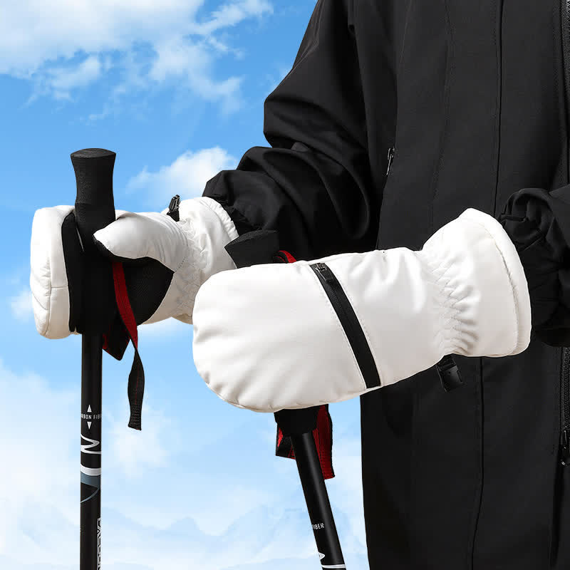 Guantes de esquí para deportes de invierno con bolsillo acolchado y cremallera.