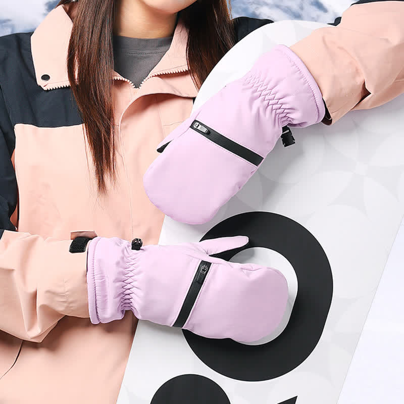 Guantes de esquí para deportes de invierno con bolsillo acolchado y cremallera.