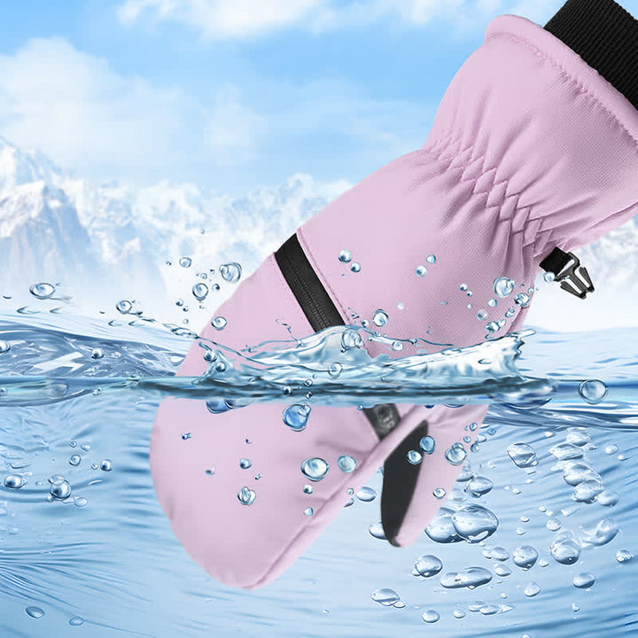 Guantes de esquí para deportes de invierno con bolsillo acolchado y cremallera.