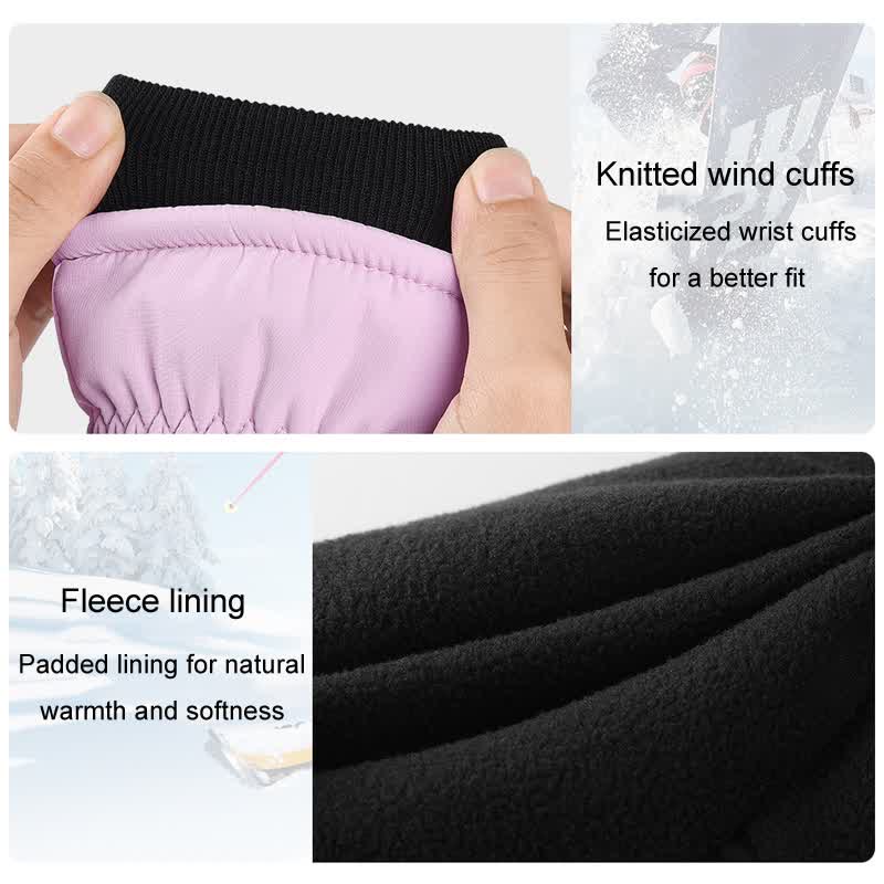 Guantes de esquí para deportes de invierno con bolsillo acolchado y cremallera.