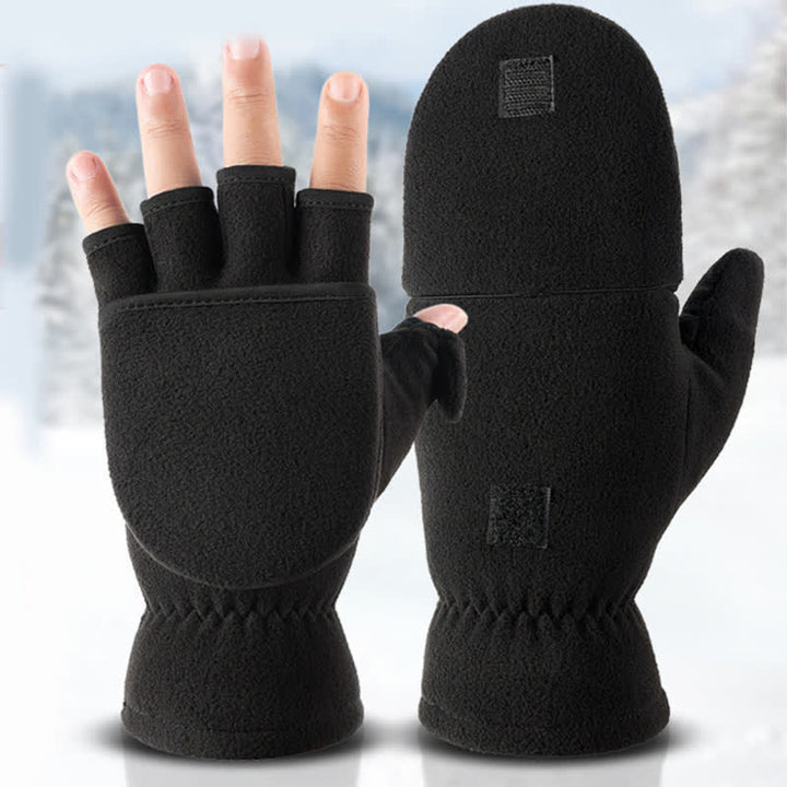 Guantes negros convertibles con parte superior abatible y cálidos