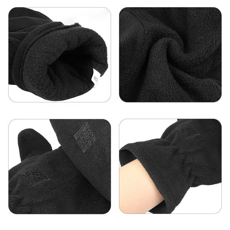 Guantes negros convertibles con parte superior abatible y cálidos