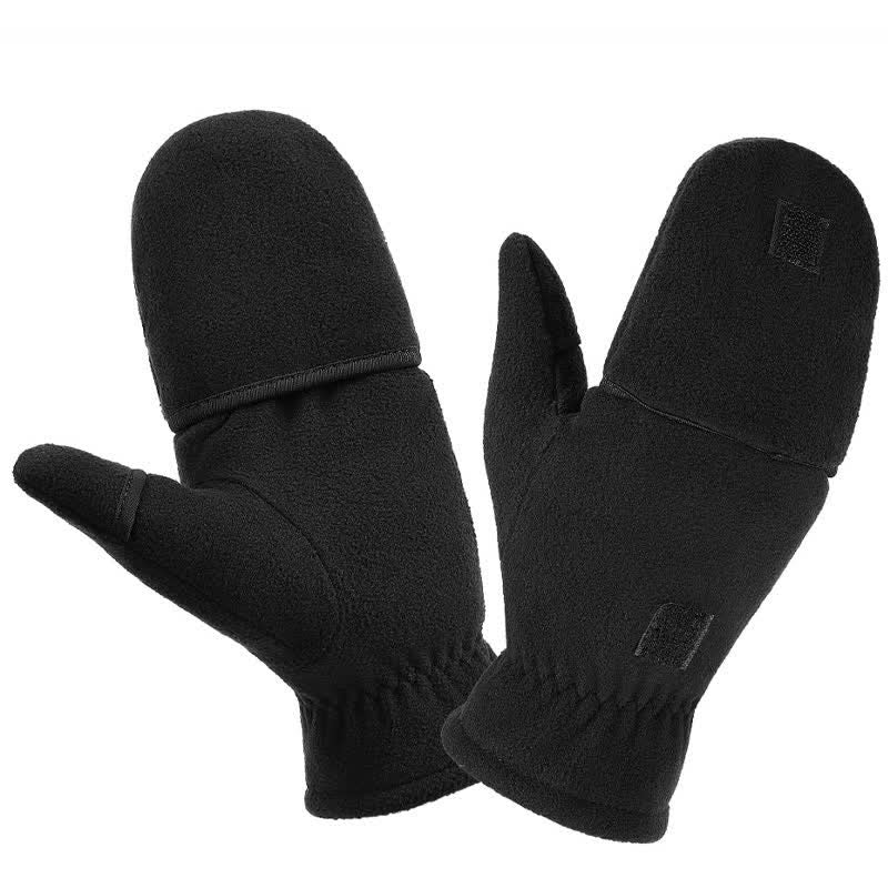 Guantes negros convertibles con parte superior abatible y cálidos