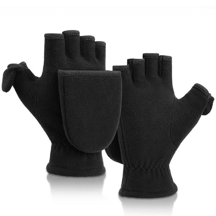 Guantes negros convertibles con parte superior abatible y cálidos