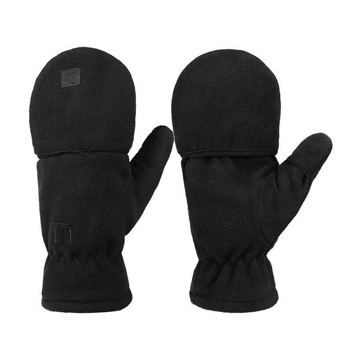 Guantes negros convertibles con parte superior abatible y cálidos