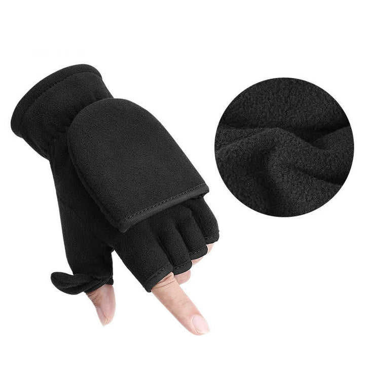 Guantes negros convertibles con parte superior abatible y cálidos