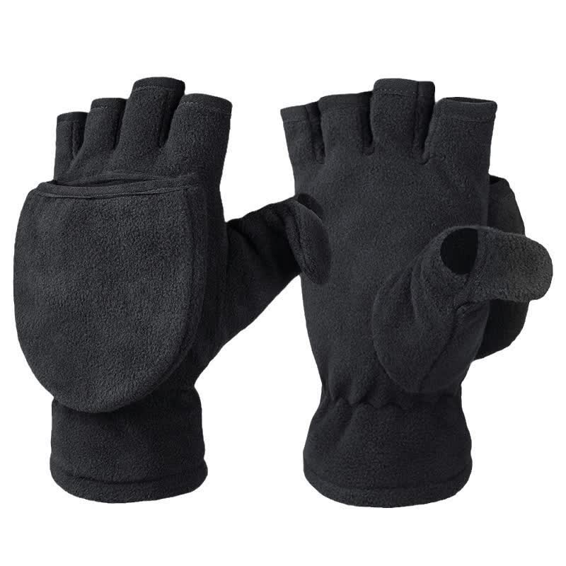 Guantes negros convertibles con parte superior abatible y cálidos
