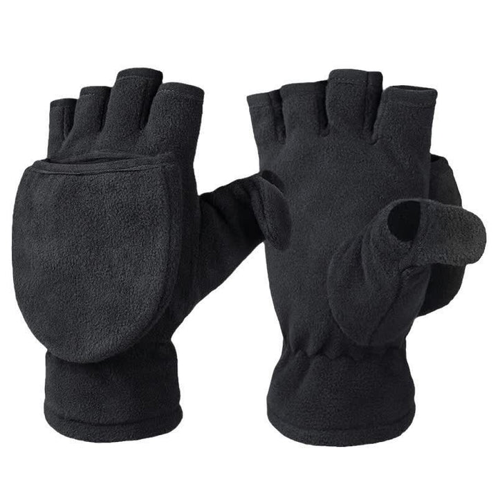 Guantes negros convertibles con parte superior abatible y cálidos