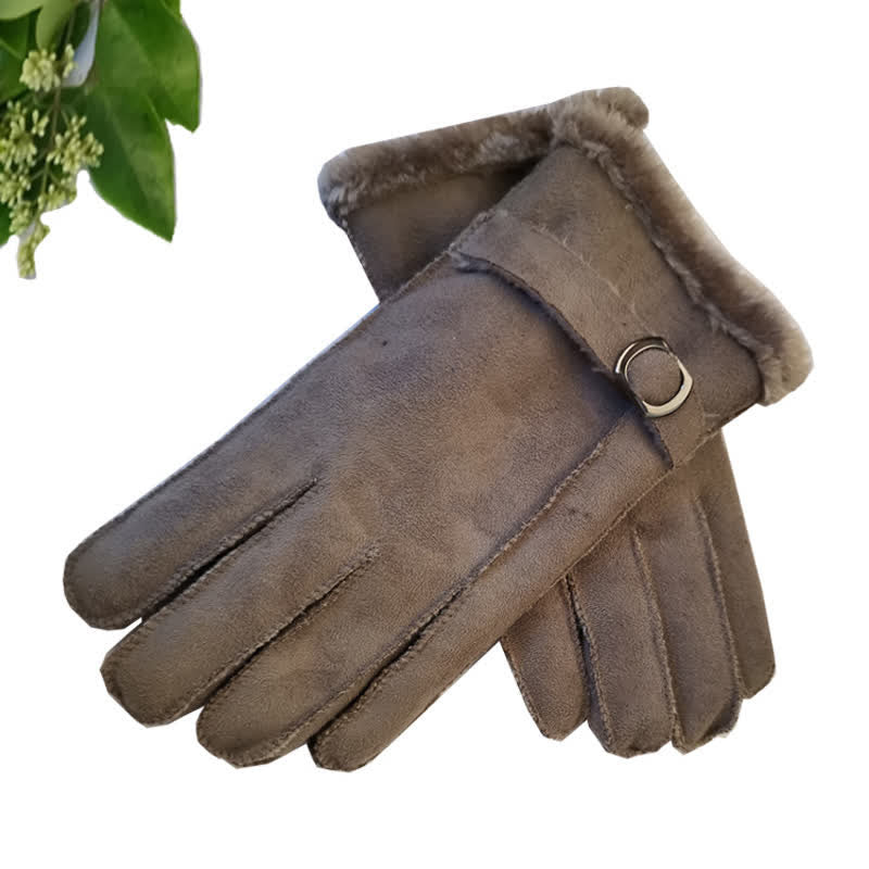 Guantes de vestir de piel sintética de imitación de lana.