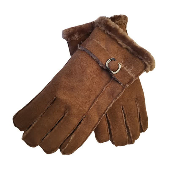 Guantes de vestir de piel sintética de imitación de lana.