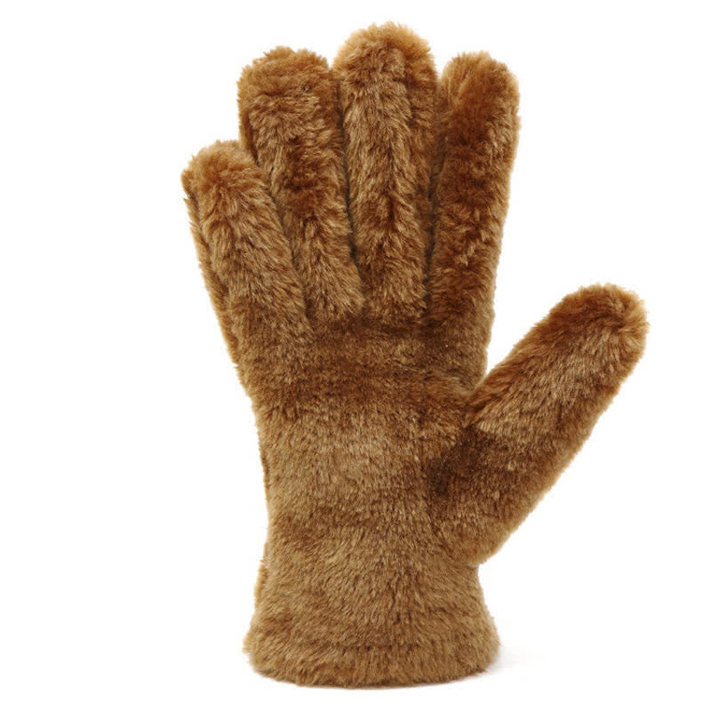 Guantes de vestir de piel sintética de imitación de lana.
