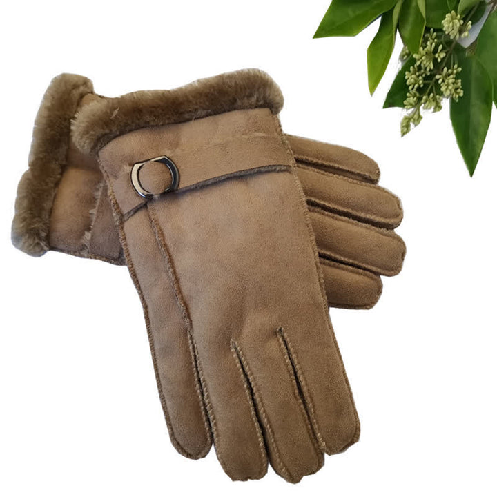 Guantes de vestir de piel sintética de imitación de lana.