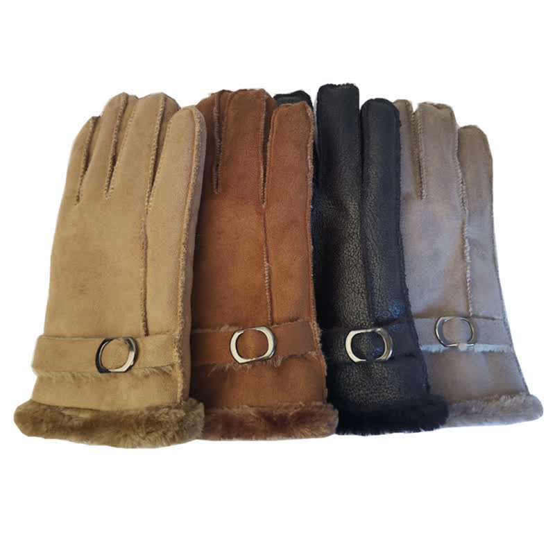 Guantes de vestir de piel sintética de imitación de lana.