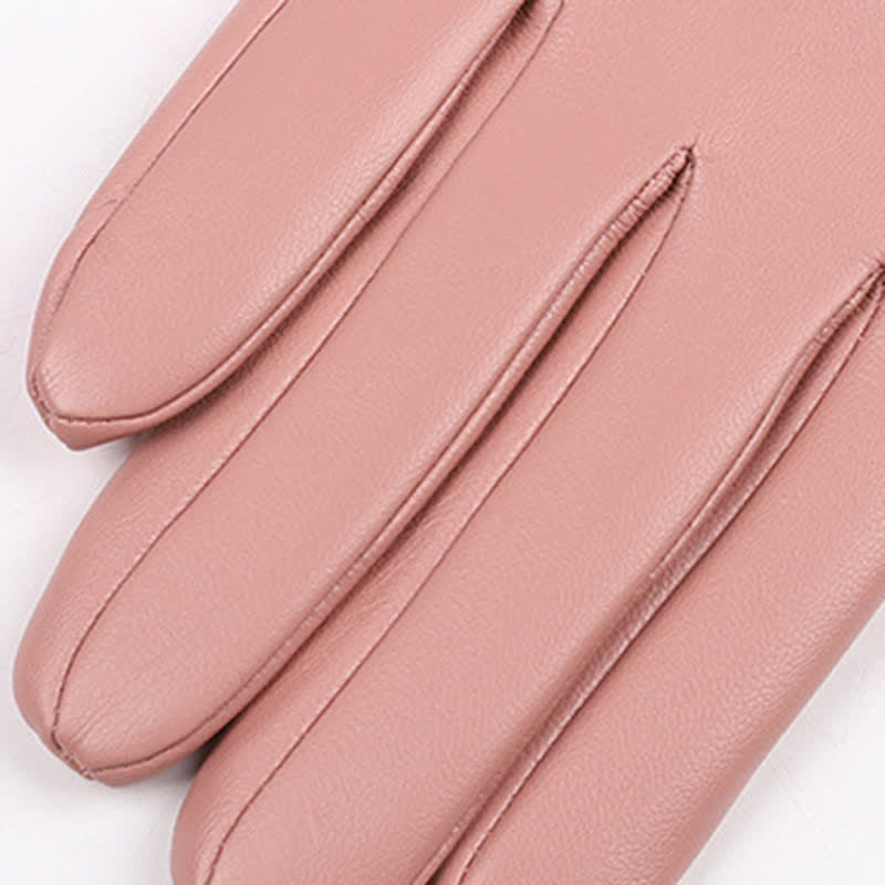 Guantes de piel de perla y terciopelo de invierno para mujer