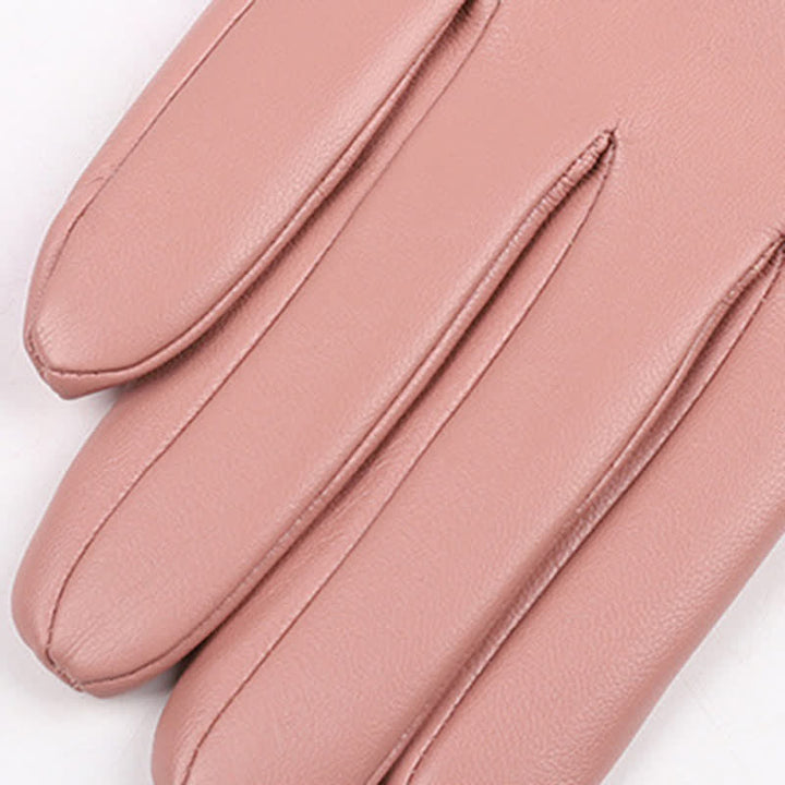 Guantes de piel de perla y terciopelo de invierno para mujer