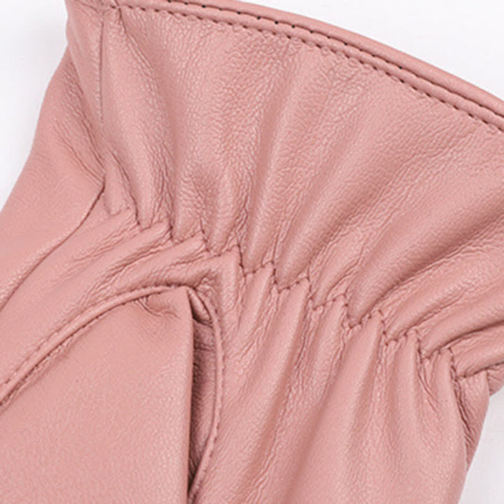 Guantes de piel de perla y terciopelo de invierno para mujer