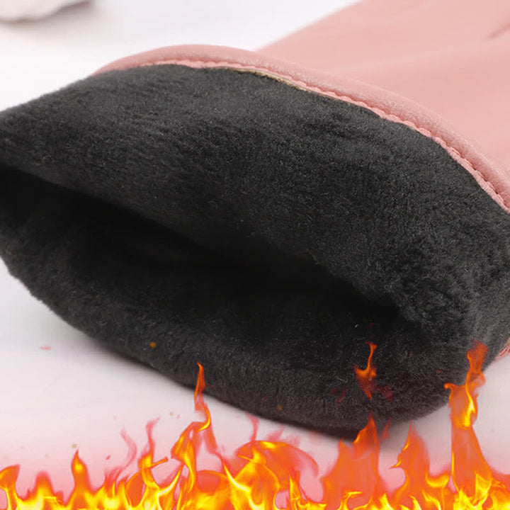 Guantes de piel de perla y terciopelo de invierno para mujer
